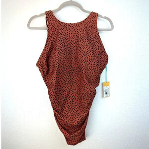 Kona Sol High Neck Adjustable Straps Full Coverage One Piece Swimsuit Size 16